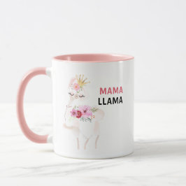 Mamma Llama Funny Söt Blommigt Rosa Llama Mugg