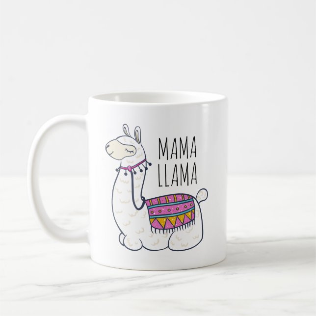 Mamma Llama, Llama Mugg, Mors dag Gift, kaffe M Kaffemugg (Vänster)