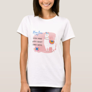 Mamma Llama säger öppet sinne, öppet hjärta, öppen T Shirt