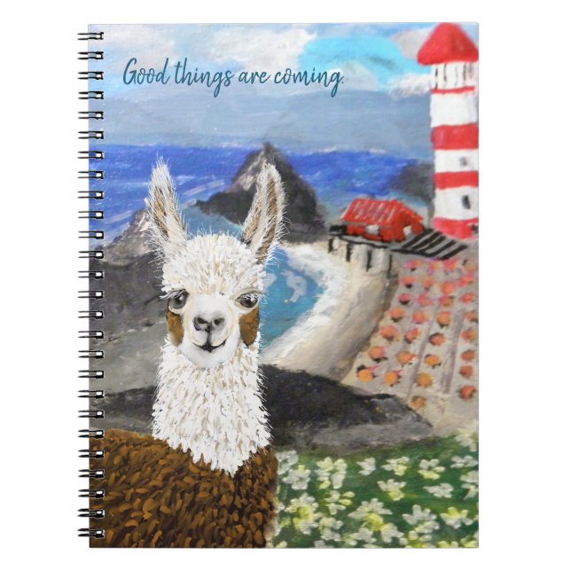 Mamma Llama Vacationing vid kusten Anteckningsbok (Framsidan)