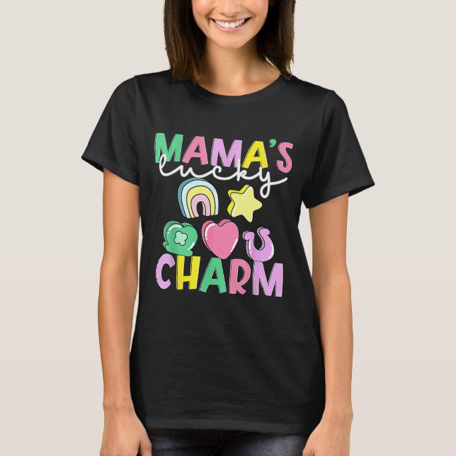 Mamma Lucky Patrick Charm Retro T Shirt (Framsida)