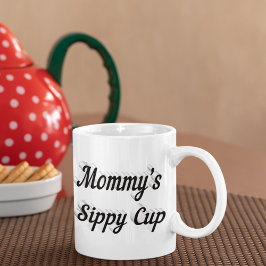 Mamma lustig kaffeoffertext, svart halvtext kaffemugg