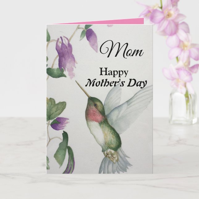 Mamma Lycklig Mors dag Söt Hummingbird Kort (Orkide)