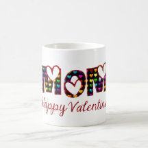 Mamma Lycklig Valentine Cute Hearts Typography