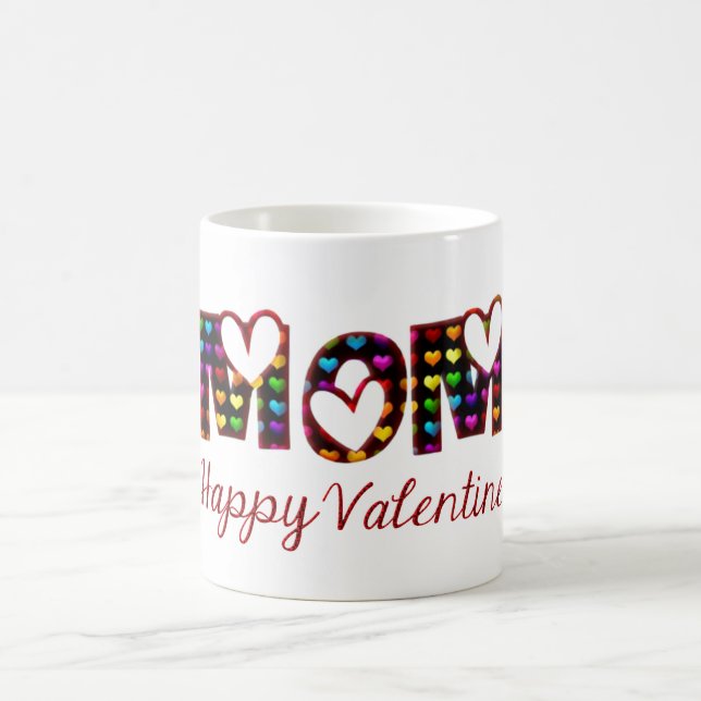 Mamma Lycklig Valentine Cute Hearts Typography Kaffemugg (Center)