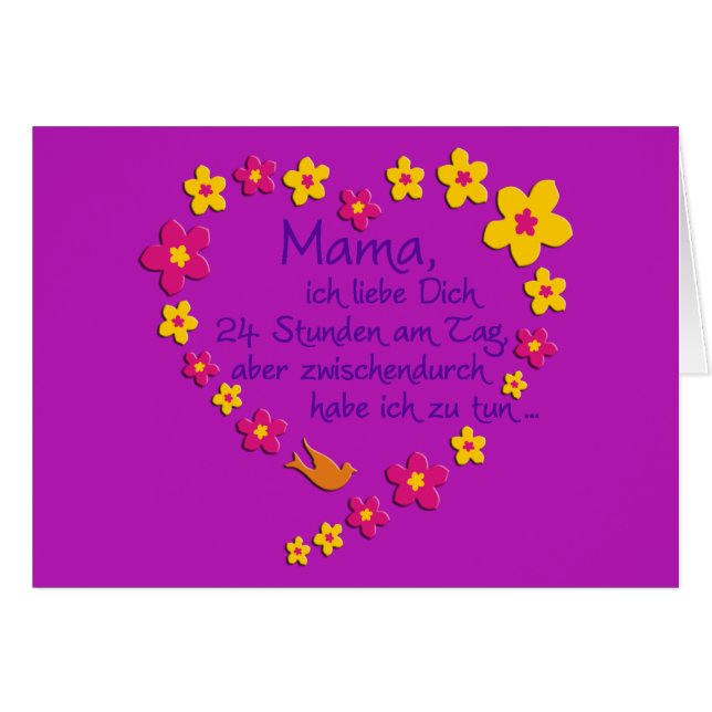 Mamma/magenta BG Hälsningskort (Framsidan Horizontal)