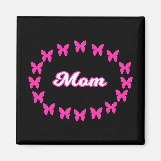 Mamma MAGNET Med Söta Rosa Fjärilar (Framsidan)