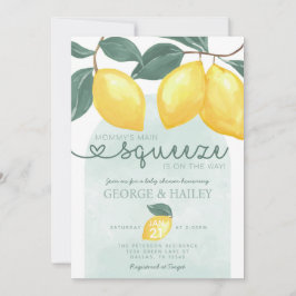 Mamma Main Squeeze Citrus Lemon Baby Shower Inbjudningar