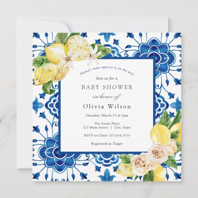 Mamma Main Squeeze Lemon Baby Shower Inbjudningar (Framsida)