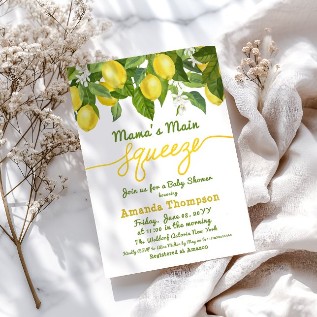 Mamma Main Squeeze Lemon Baby Shower Inbjudningar (Skapare uppladdad)