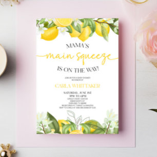 Mamma Main Squeeze Lemon Blommigt Baby Shower Inbjudningar