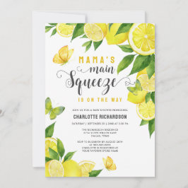 Mamma Main Squeeze Lemon Butterfly Baby Shower Inbjudningar