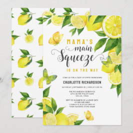 Mamma Main Squeeze Lemon Butterfly Baby Shower Inbjudningar