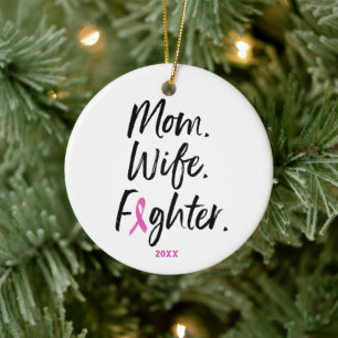 Mamma Maka Fighter Bröstcancer överlevande Anpassn Julgransprydnad Keramik