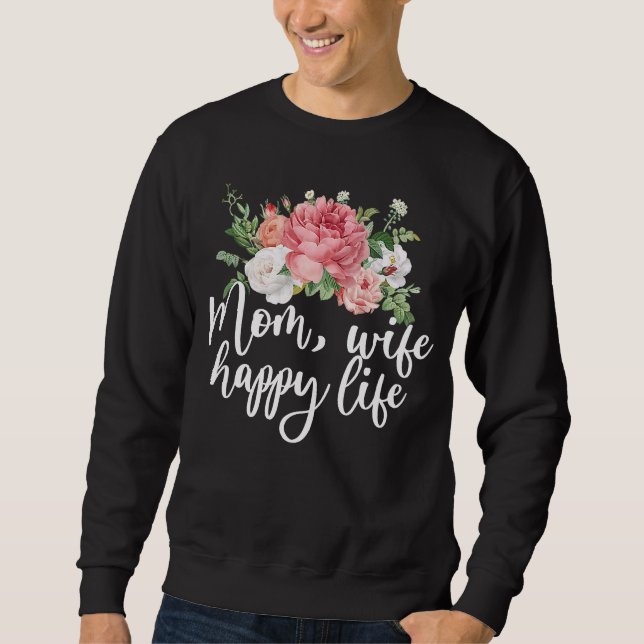 Mamma Maka Lycklig Mor Life Blommigt Womans Mor Lång Ärmad Tröja (Framsida)