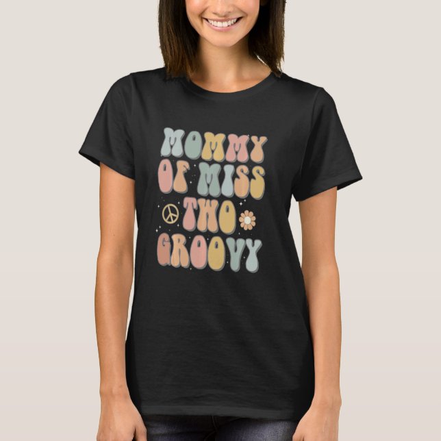 Mamma Mamma 2 Groovy andra födelsedag Retro 2:a BD T Shirt (Framsida)