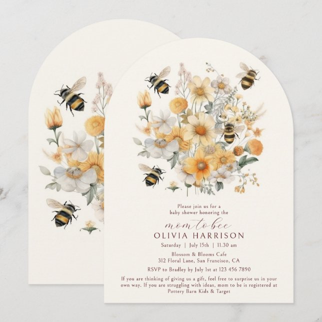 Mamma Mamma Att Vara Ett Vildblomma Par Babyshower Inbjudningar (Fram/baksida)