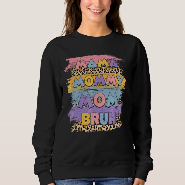 Mamma Mamma Bruh Leopard Boho Lycklig Mor-dagen T Shirt (Framsida)