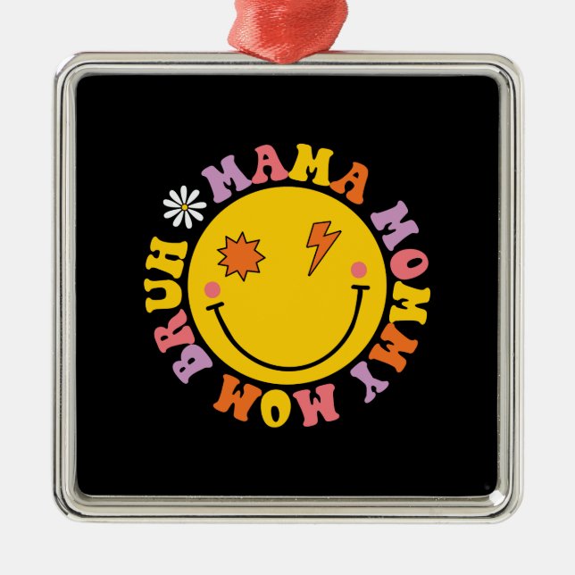 Mamma Mamma Mamma Bruh Retro Julgransprydnad Metall (Framsidan)