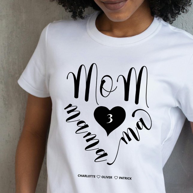 Mamma Mamma Morsa Heart Kids namn T-shirt (Skapare uppladdad)