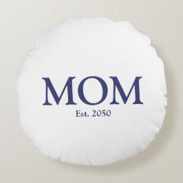 Mamma marinblåvit anpassningsbar fastställt datum  rund kudde