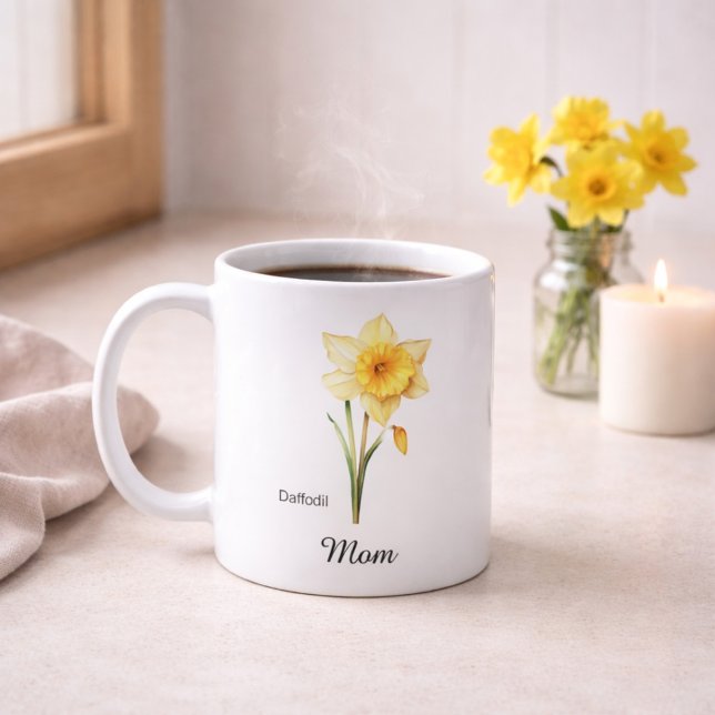 Mamma Mars födelsedagsblomma Narciss Kaffemugg (Skapare uppladdad)