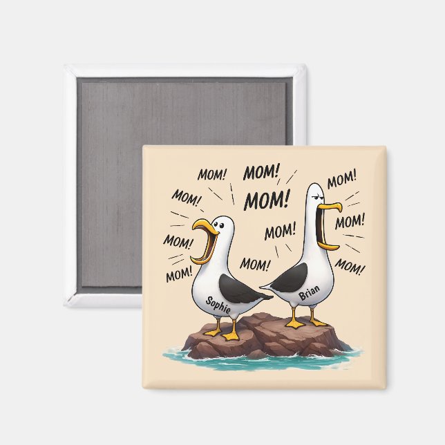 Mamma Måsen Rolig Personlig Magnet (Front/Back)