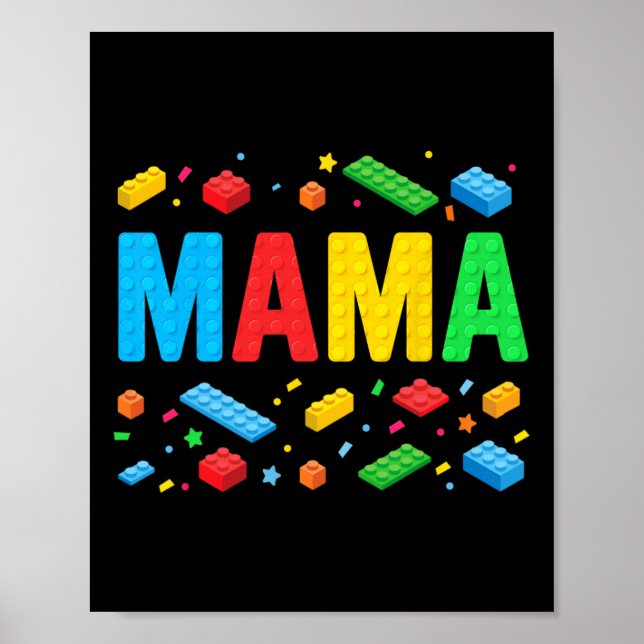 Mamma Master Builder Bygger brickblock Funny M Poster (Framsidan)