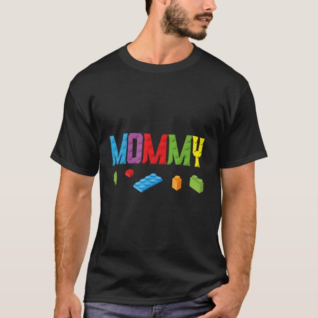 Mamma Master Builder Bygger Bricks Block-familjen T Shirt (Framsida)