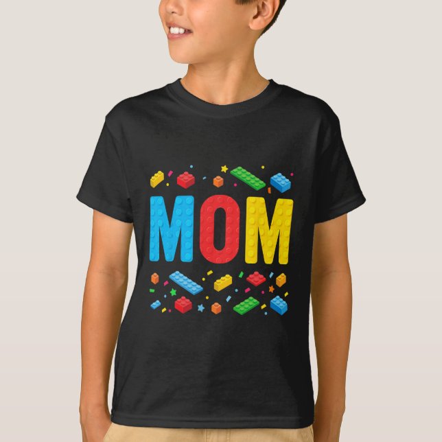 Mamma Master Builder Bygger Bricks Blocks Family M T Shirt (Framsida)