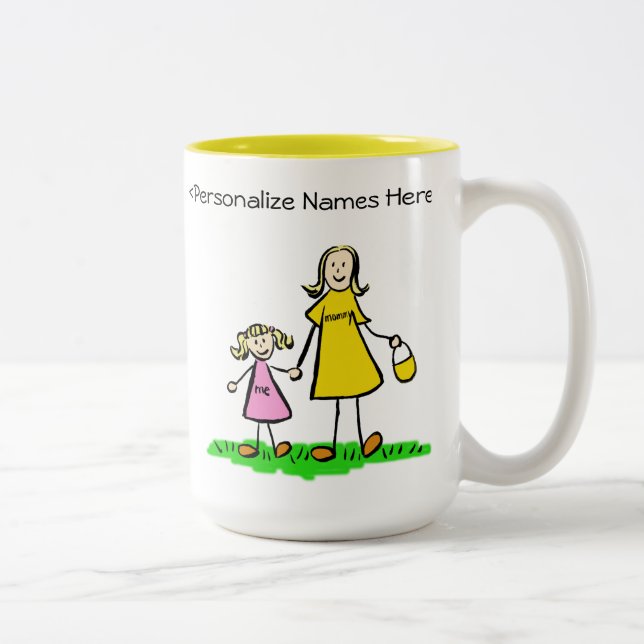 Mamma & Me Blond Little Girl Anpassningsbar Gift M Två-Tonad Mugg (Höger)
