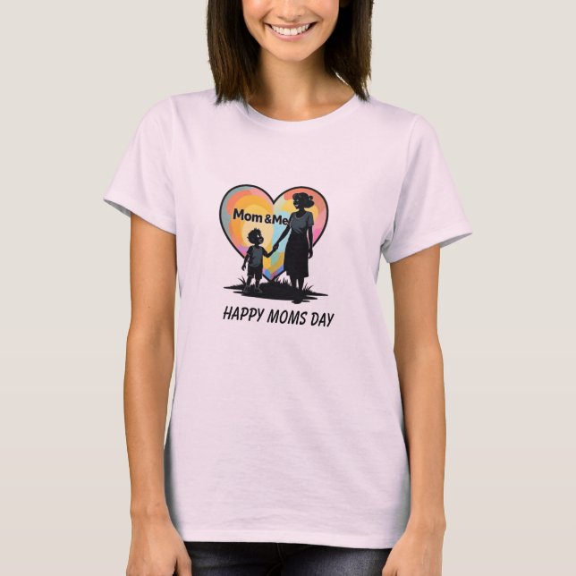 Mamma & Me Colorful Heart Silhouettes T Shirt (Framsida)