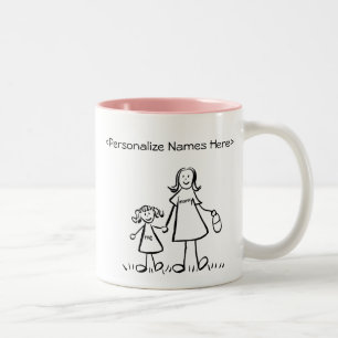 Mamma & Me - Mor & Little Girl Anpassningsbar Gift Två-Tonad Mugg