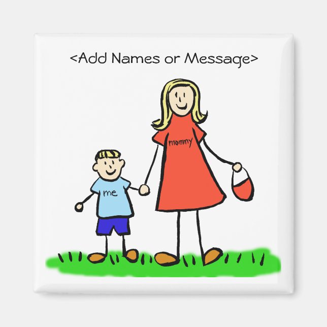 Mamma & Me - Mor och Son Blond Family Magnet (Framsidan)