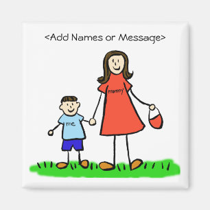 Mamma & Me - Mor och Son Brunette Family Magnet