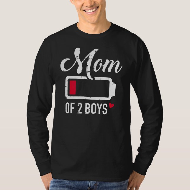 Mamma med 2 socklar med låg batterinivå t shirt (Framsida)