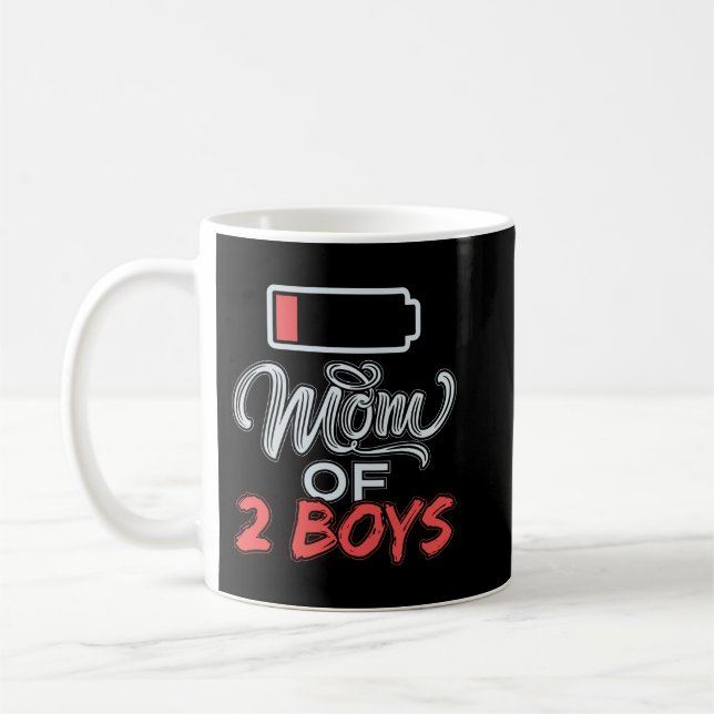 Mamma med 2 socklar, roligt Mamma, låg batterinivå Kaffemugg (Vänster)