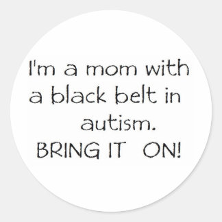 Mamma med Black Bälte i Autism Runt Klistermärke