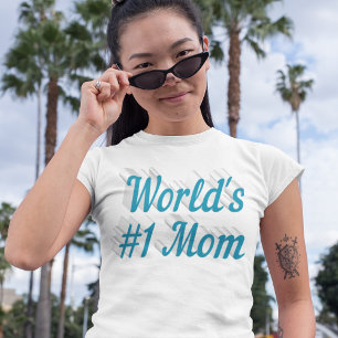Mamma med himlar blå text T-Shirt