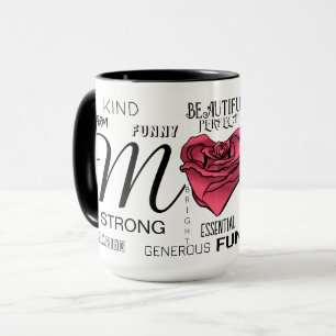 Mamma med hjärta, ros och typografi mugg