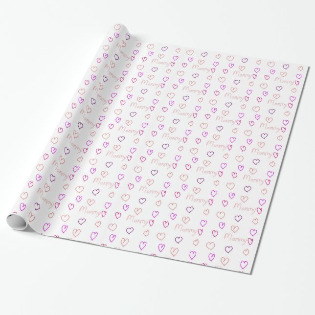 Mamma med hjärtan presentpapper (Utrullad)
