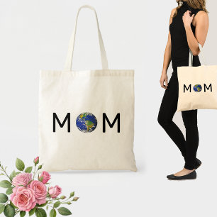 Mamma med jordklotet tygkasse
