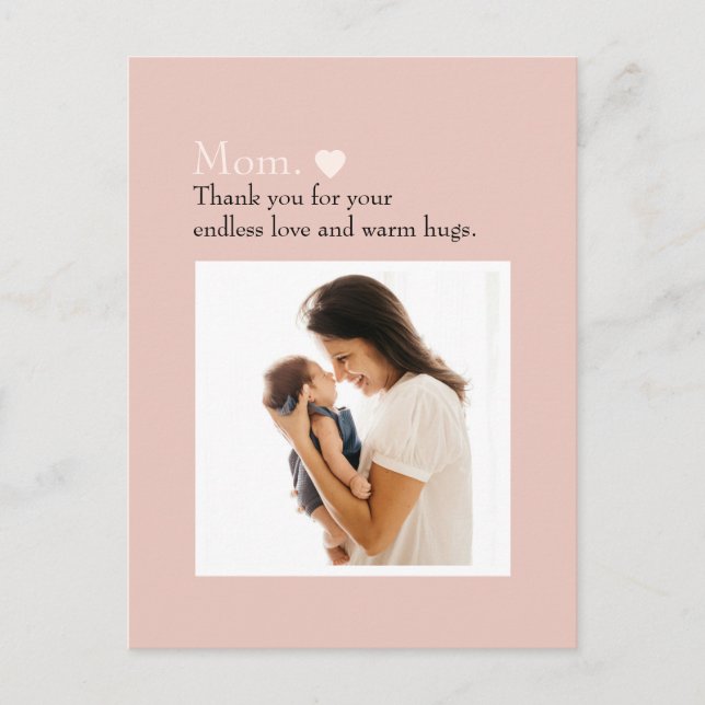 "Mamma" med meddelande om hjärta och Anpassningsba Vykort (Framsida)