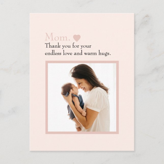"Mamma" med meddelande om hjärta och Anpassningsba Vykort (Framsida)