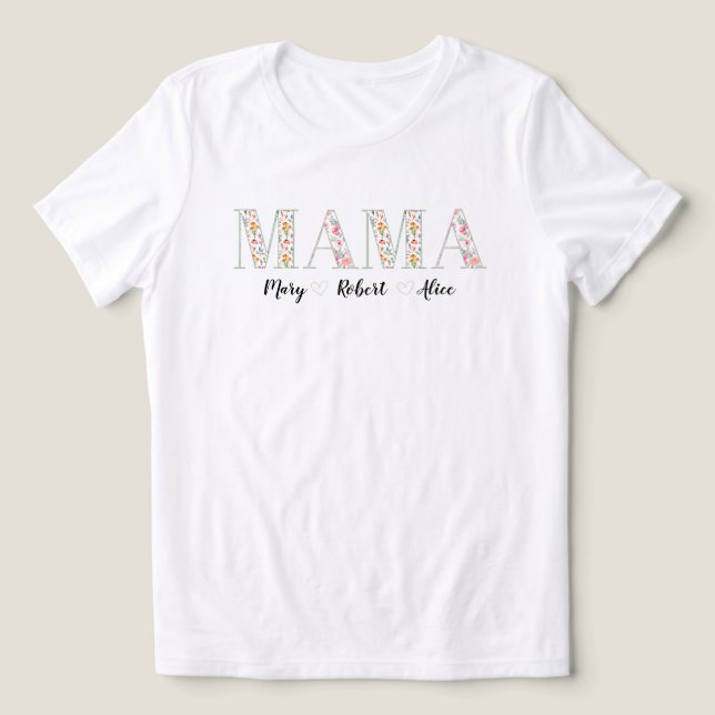 Mamma med namn Anpassningsbar Mamma T Shirt (Design Framsida)