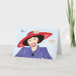 Mamma med Red Hat Birthday Card Kort