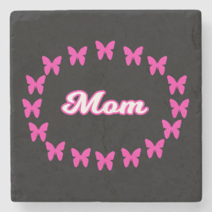 Mamma med rosa fjärilar stenunderlägg