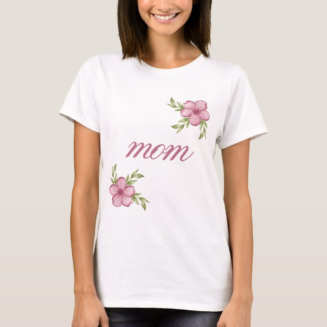 Mamma med Rosa Flowers Women's Basic T-Shirt (Framsida)