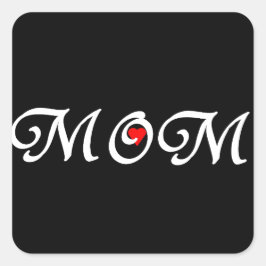 Mamma med rött hjärta fyrkantigt klistermärke