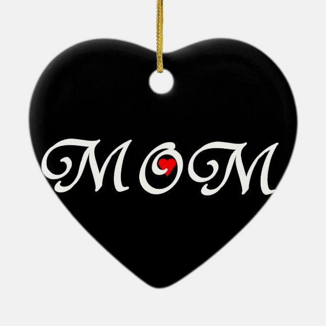 Mamma med rött hjärta julgransprydnad keramik (Baksidan)